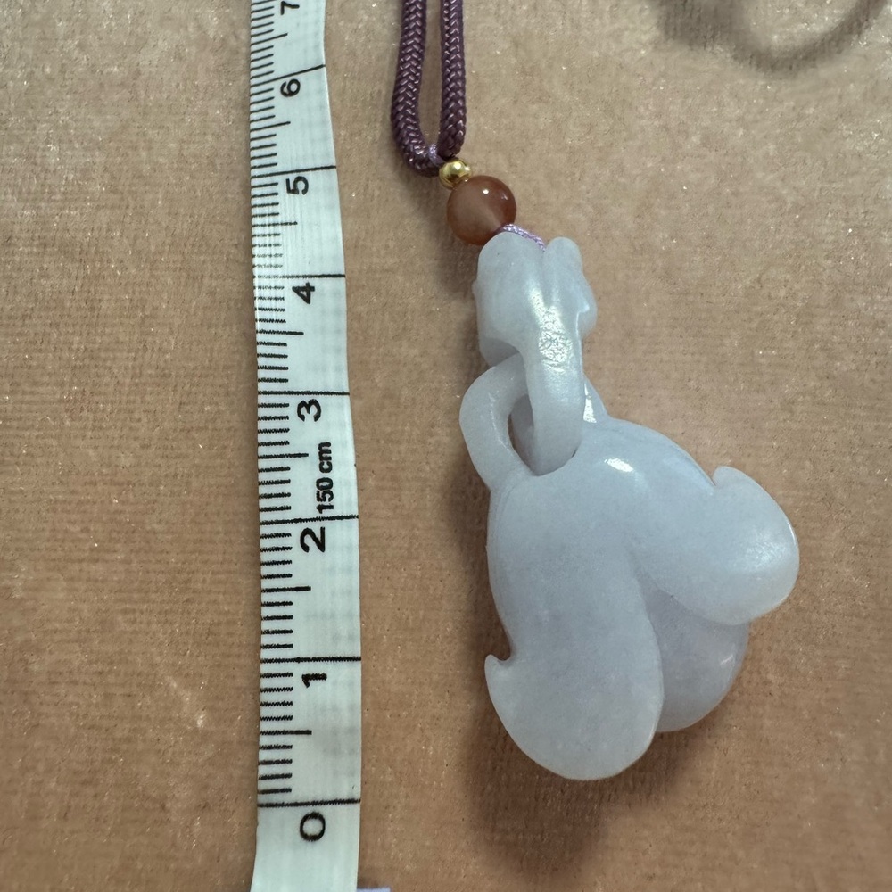 White Lavender Jade Pendant Necklace interlock carving magnolia flower purple - Picture 3 of 3